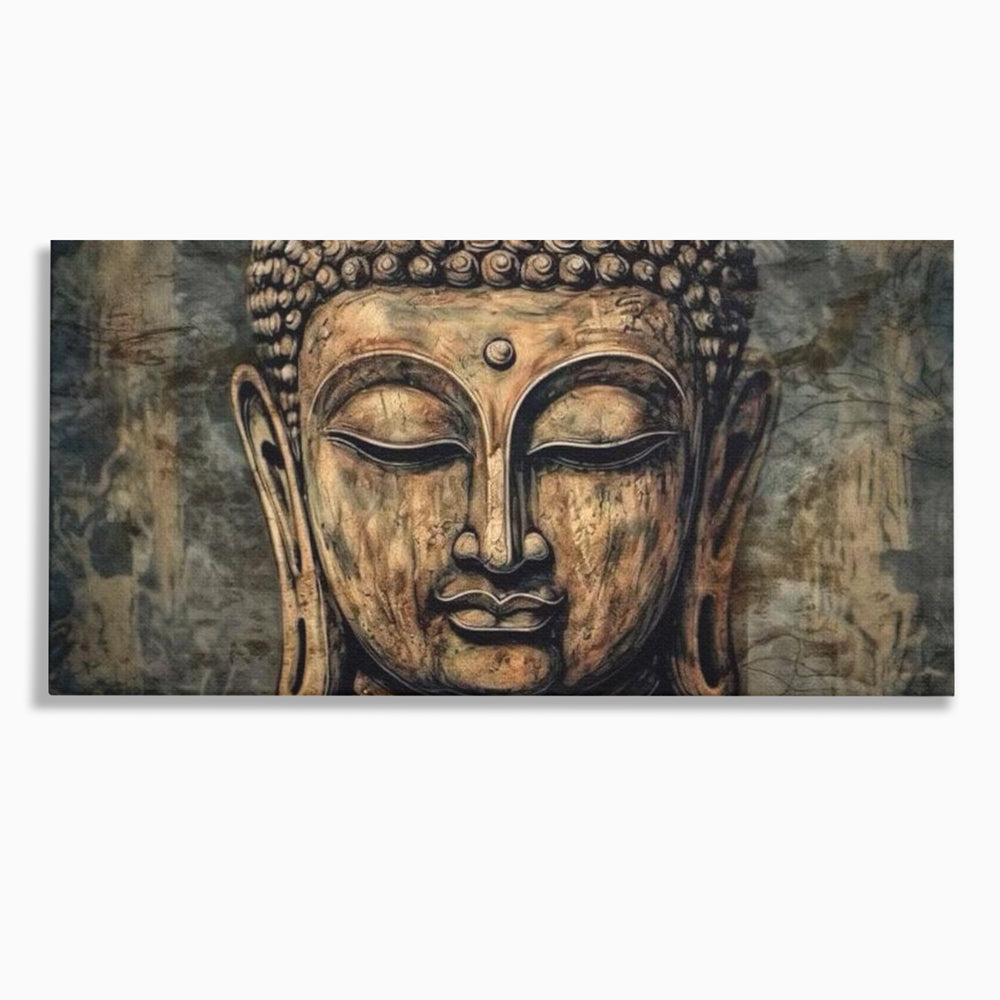 Tablou canvas cu tablou canvas cu capul lui buddha, fara rama, pe sasiu de lemn